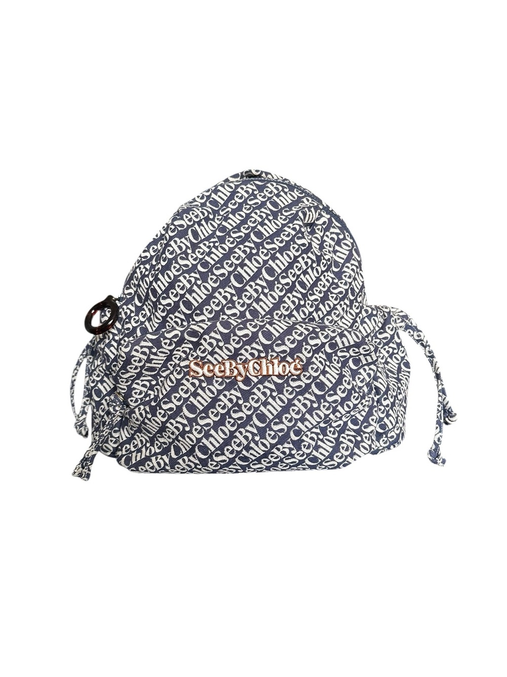 See By Chloé Navy & white Logo backpack everyday travel back to school